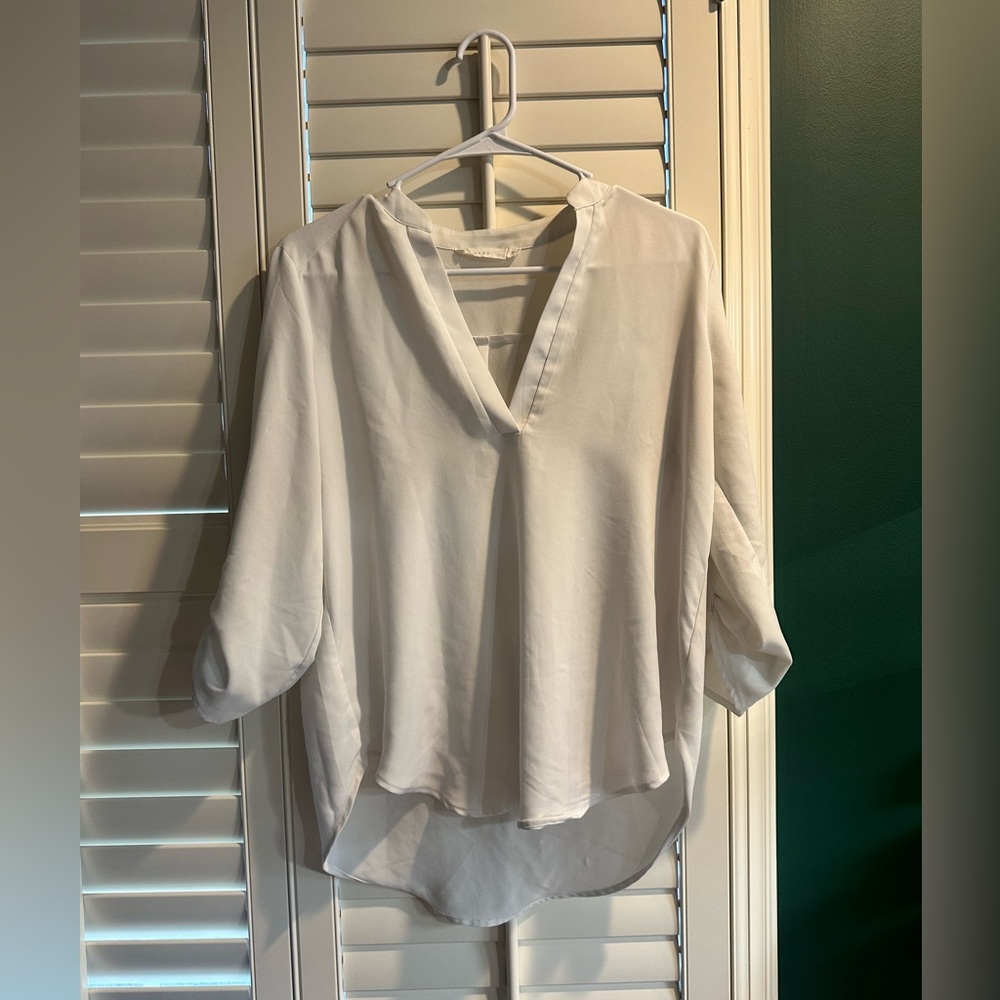 Lush Cream V-Neck Blouse